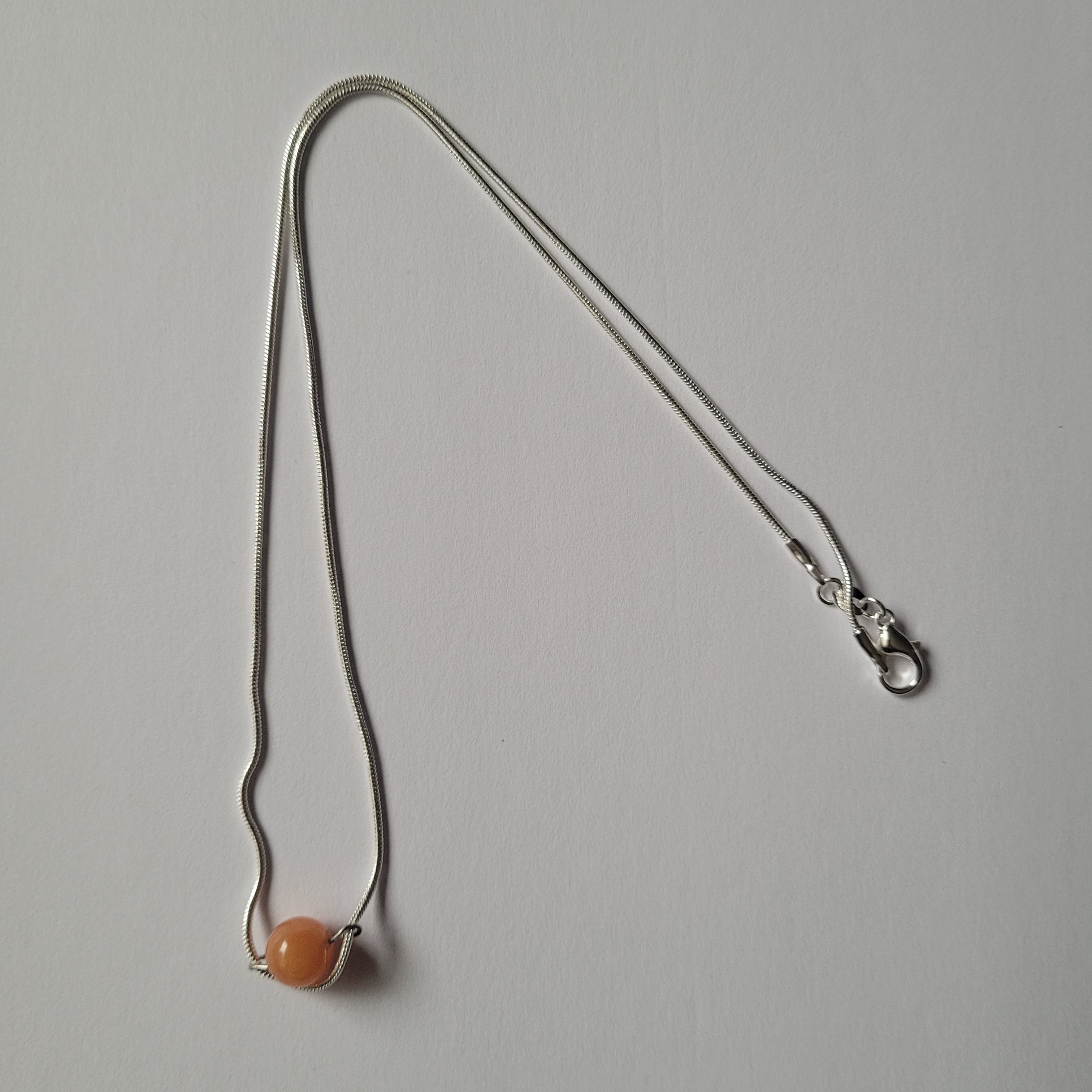 Natural Orange Sunstone Jade  Gemstone Bead Necklace