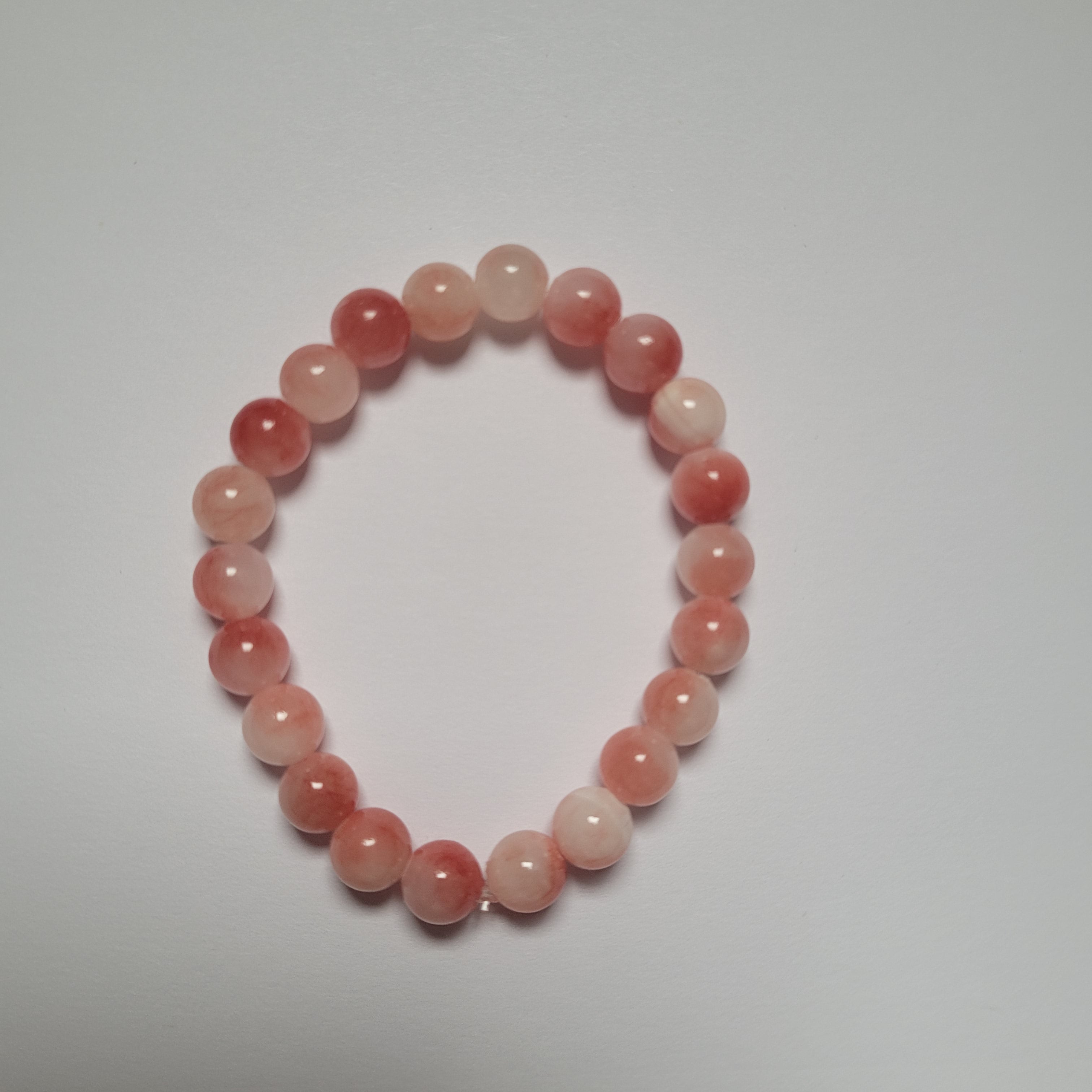 Natural stone Pink White Jade Bead Bracelet
