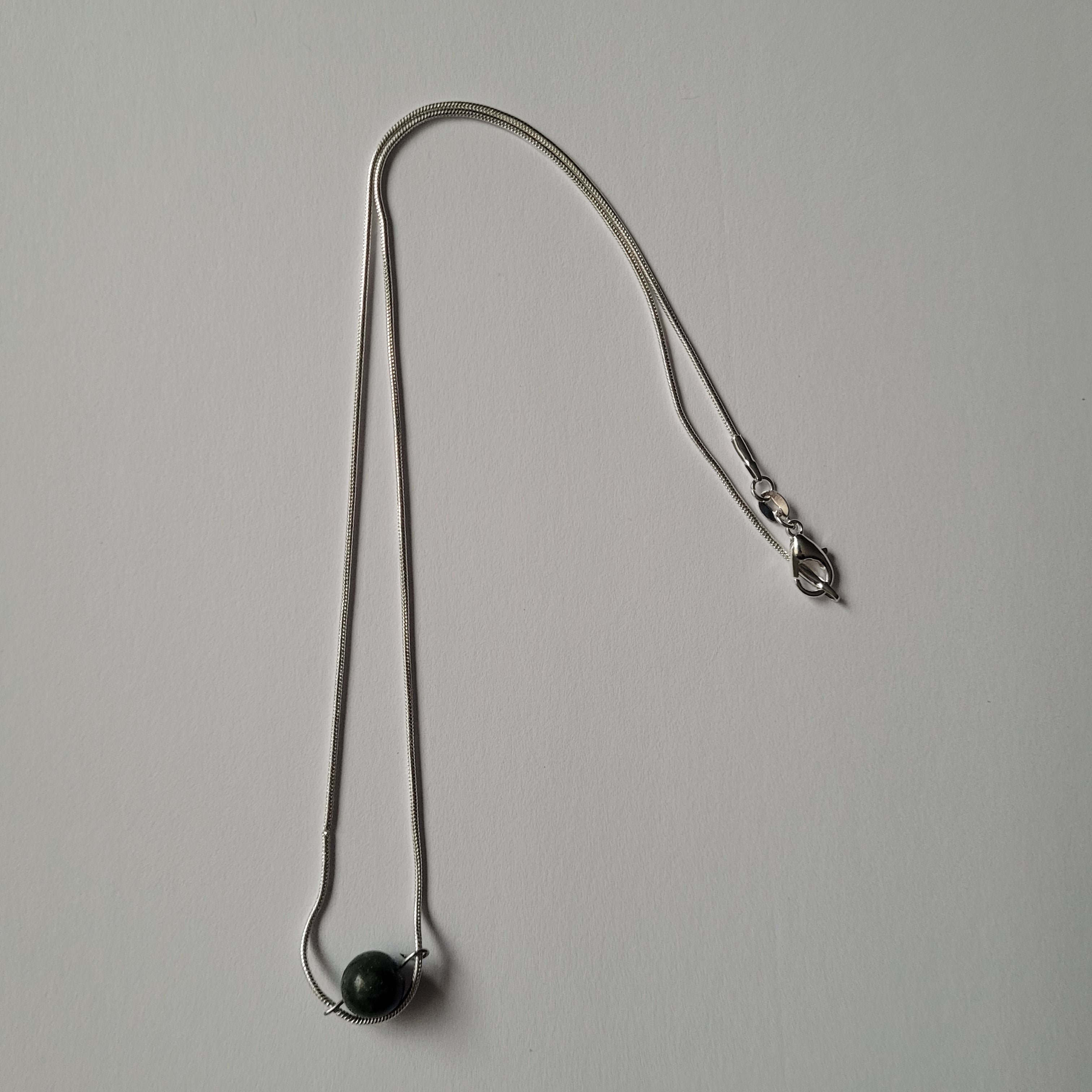 Natural Green Southern Jade Stone Bead Necklace