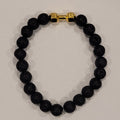 Black Lava Bead with Gold Dumbell Bracelet